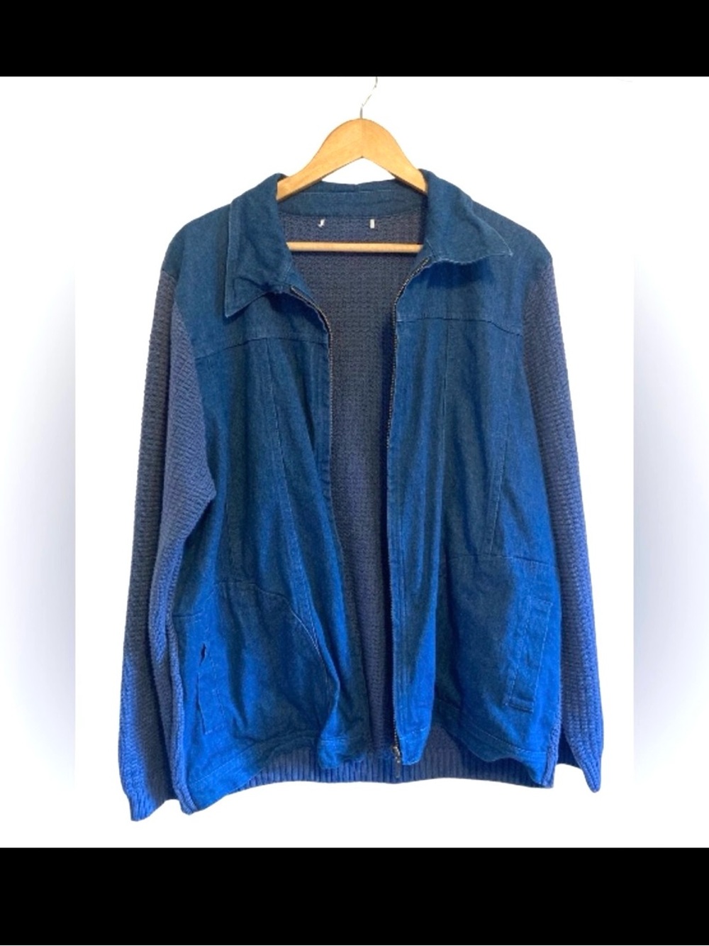 Denim & Knit Mix Zip Up